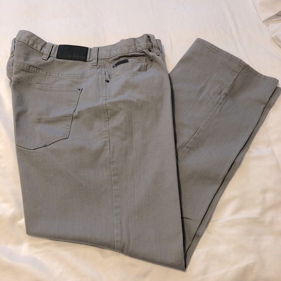 Mens 40/32 Calvin Klein Grey Textured Straight Leg Chinos Jeans Pants NWOT - Picture 2 of 15